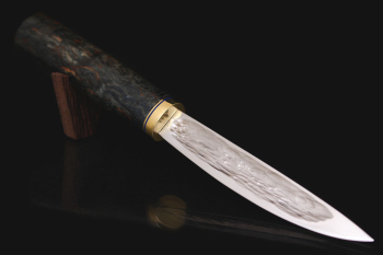 Якутский нож "БЫHAХ" Клинок х12мф (130мм). Рукоять карельская береза (синяя).